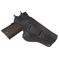 Кобура Colt 1911 поясна + прихованого внутрішньобрючного носіння не формована з кліпсою (шкіра, чорна)