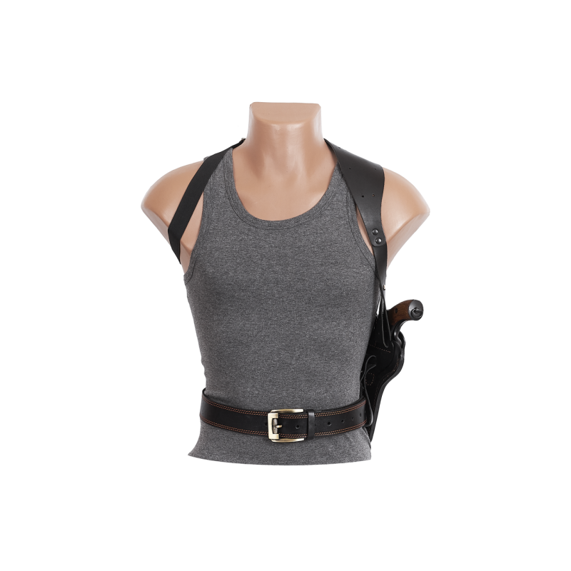 Кобура Наган оперативна + поясна не формована (шкіра, чорна)