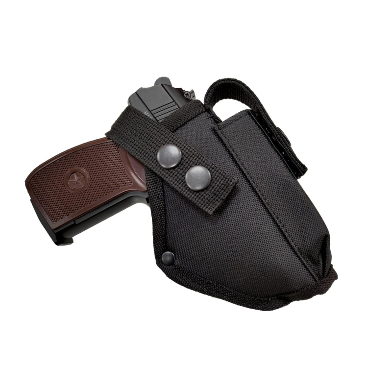 Кобура для ПМ-Макарова поясна з чохлом, подсумком під магазин (oxford, чорна-1)