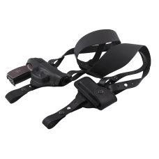 Кобура ПМ оперативна + поясна двостороння формована з чохлом подсумком для магазину (шкіряна, чорна)