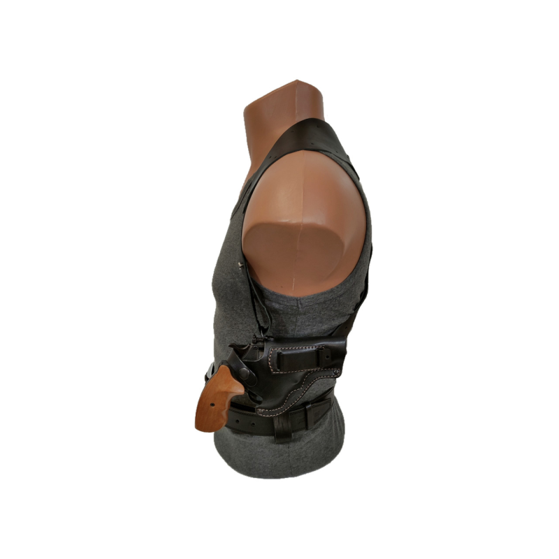 Кобура Револьвер 3 оперативна + поясна + прихованого носіння не формована з кліпсою (шкіра, чорна)