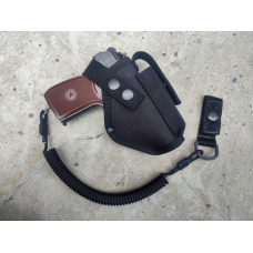 Кобура до ПМ Макарова поясна + шнур страхувальний тренчик з чохлом під магазин Oxford чорна SV