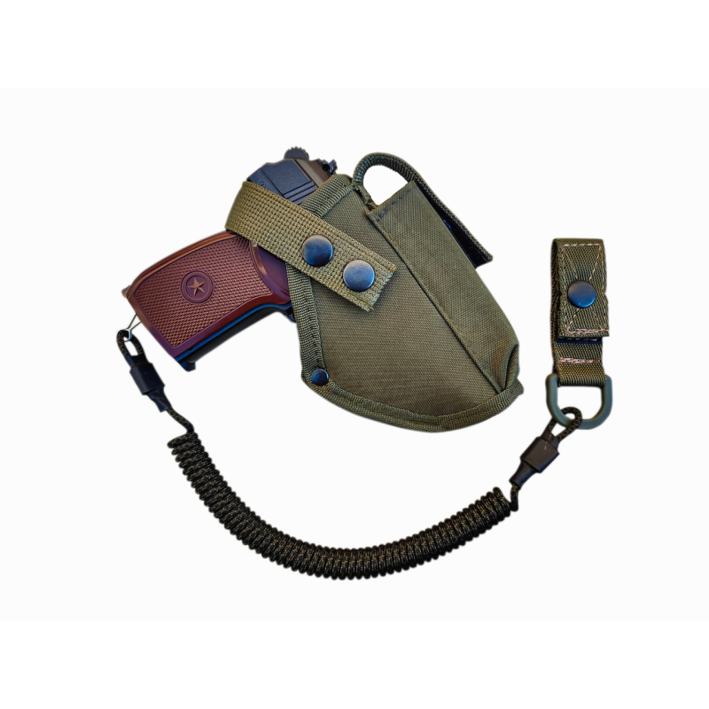 Кобура для пістолета ПМ макарова Олива з підсумком під магазин + шнур страхувальний тренчик 972 SV
