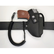 Кобура до ПМ Макарова поясна + шнур страхувальний тренчик з чохлом під магазин чорна 986 SV