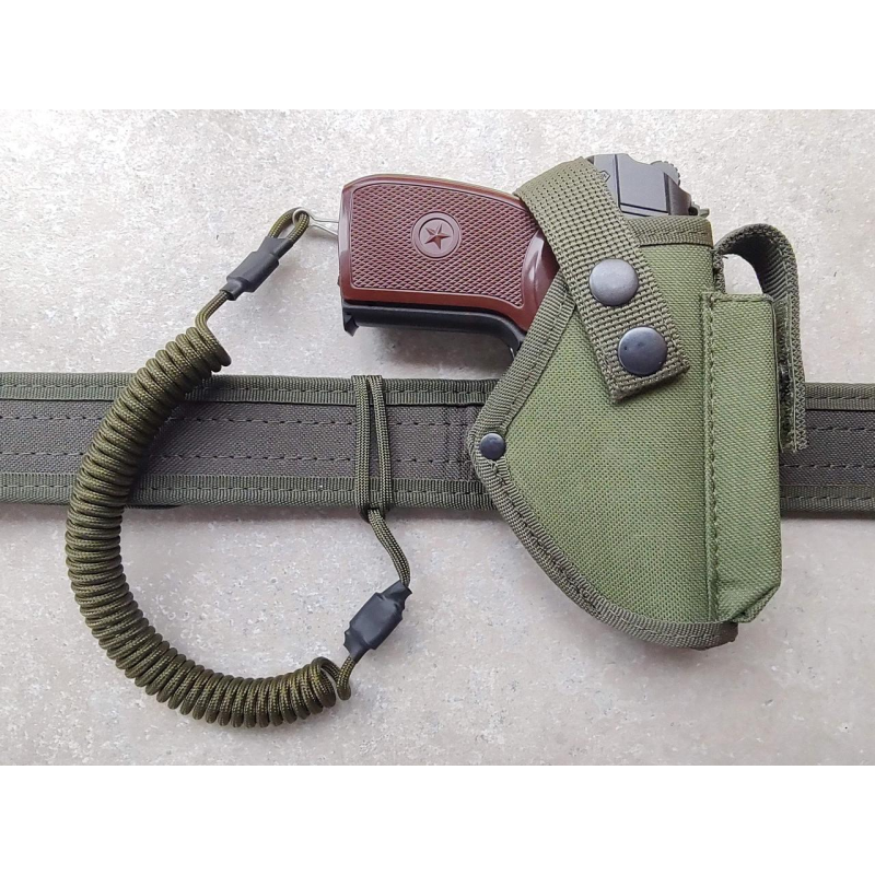 Кобура для ПМ Макарова поясна + шнур страхувальний тренчик з чохлом підсумком під магазин Oxford Оліва 987 SV