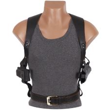 Кобура Форт-17 оперативна + поясна двостороння формована з чохлом під магазин (чорна шкіра)