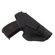 Кобура ПМ поясна + прихованого внутрішньобрючного носіння не формована з кліпсою (шкіра, чорна)