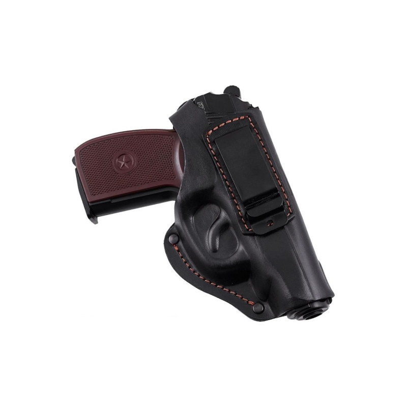 Кобура ПМ поясна + скритого внутрішньобрючного носіння формована з кліпсою (шкіра, чорна) Кобура ПМ поясна + скритого внутрішньобрючного носіння формована з кліпсою (шкіра, чорна)