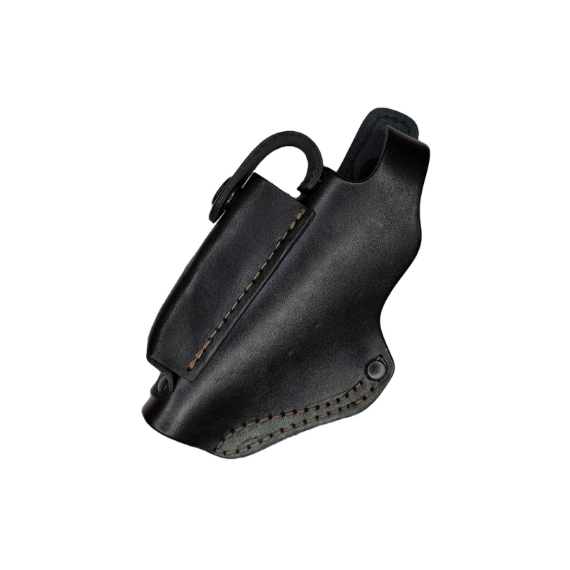 Кобура для ПМ -Макарова на пояс шульга, поясна кабура з чохлом для магазину з підсумком під магазин (шкіряна, чорна)