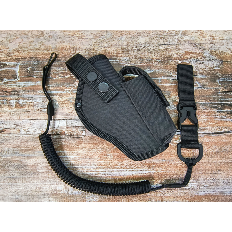 Комплект Кобура ТТ поясна з чохлом під магазин + шнур тренчік чорна SV