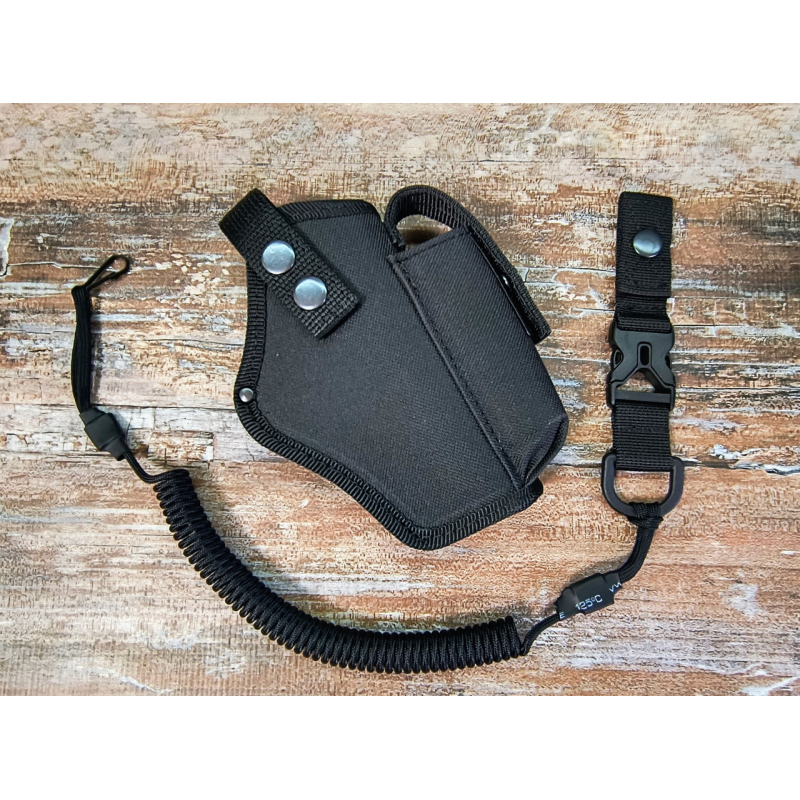 Кобура до G-17 Glock-17 Глок поясна з чохлом підсумком до магазину + шнур тренчик чорна SV